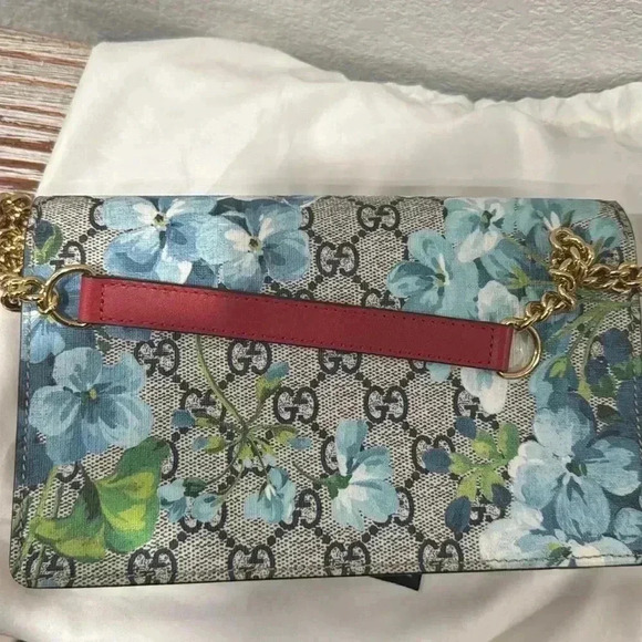 NWT Authentic Gucci Supreme Monogram Blooms Chain Wallet Blue - Picture 8 of 15